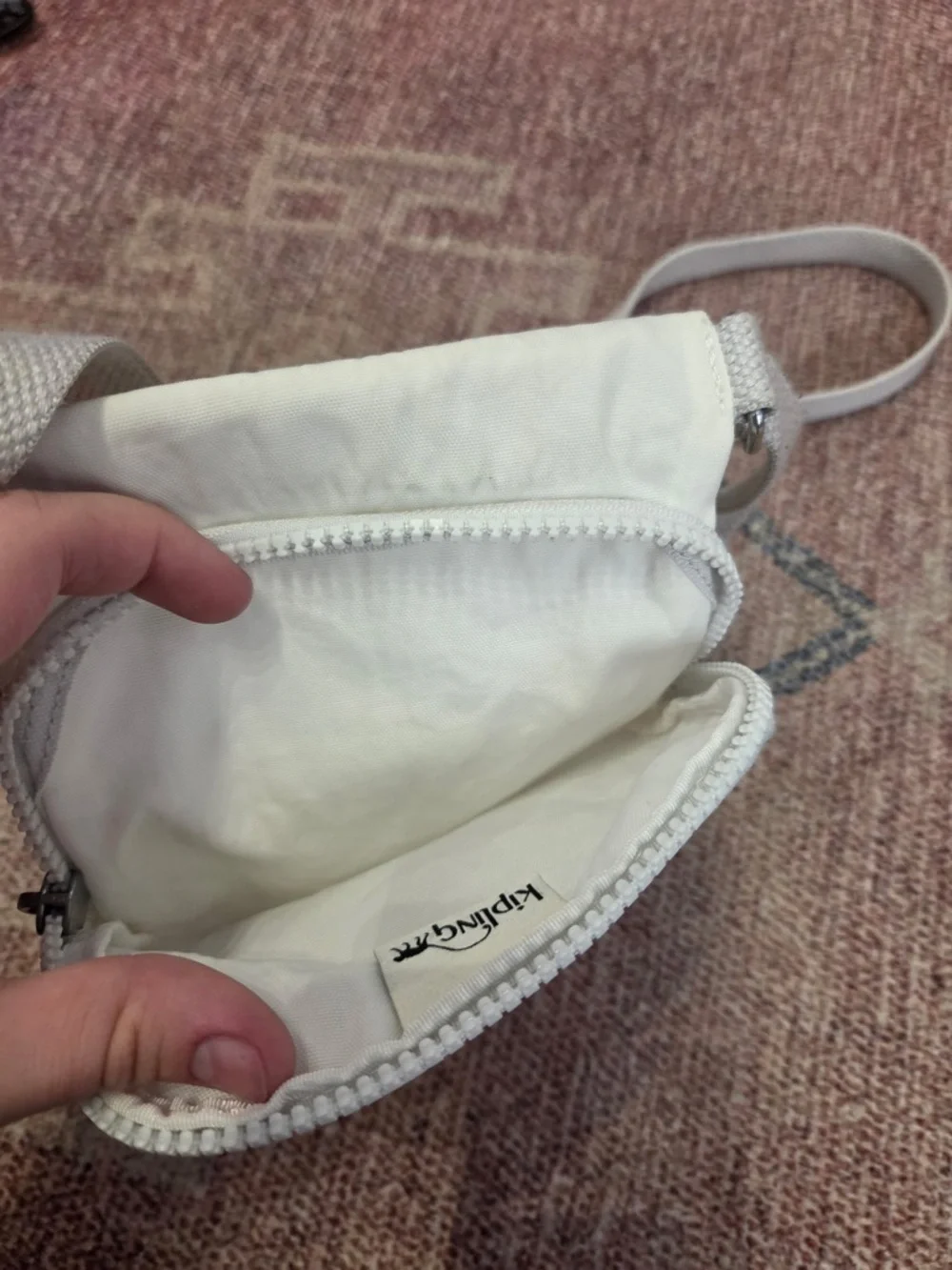 Kipling New Eldorado Mini Crossbody Bag, a lightweight nylon travel bag white